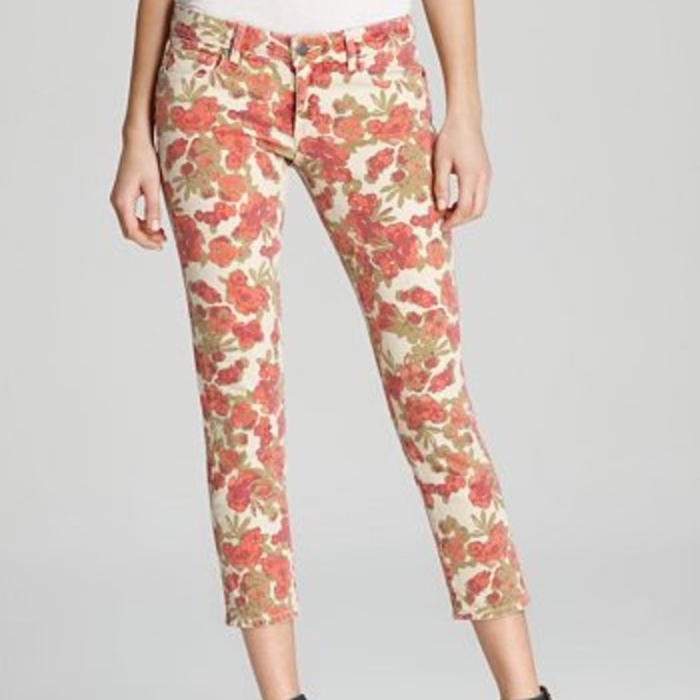 Paige Skyline Ankle Peg Floral Cropped Jeans